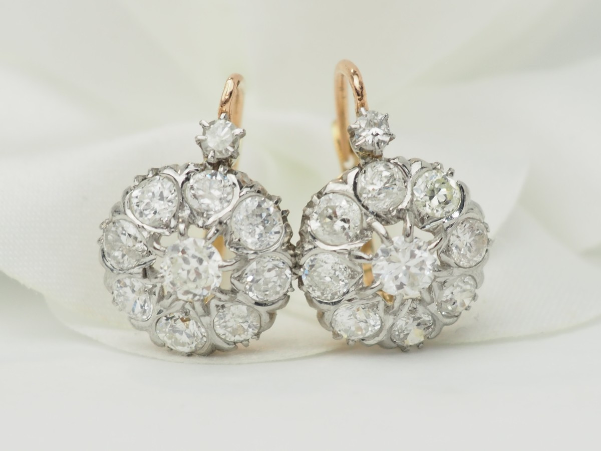 Yellow Gold And Diamond Sleeper Earrings-photo-2