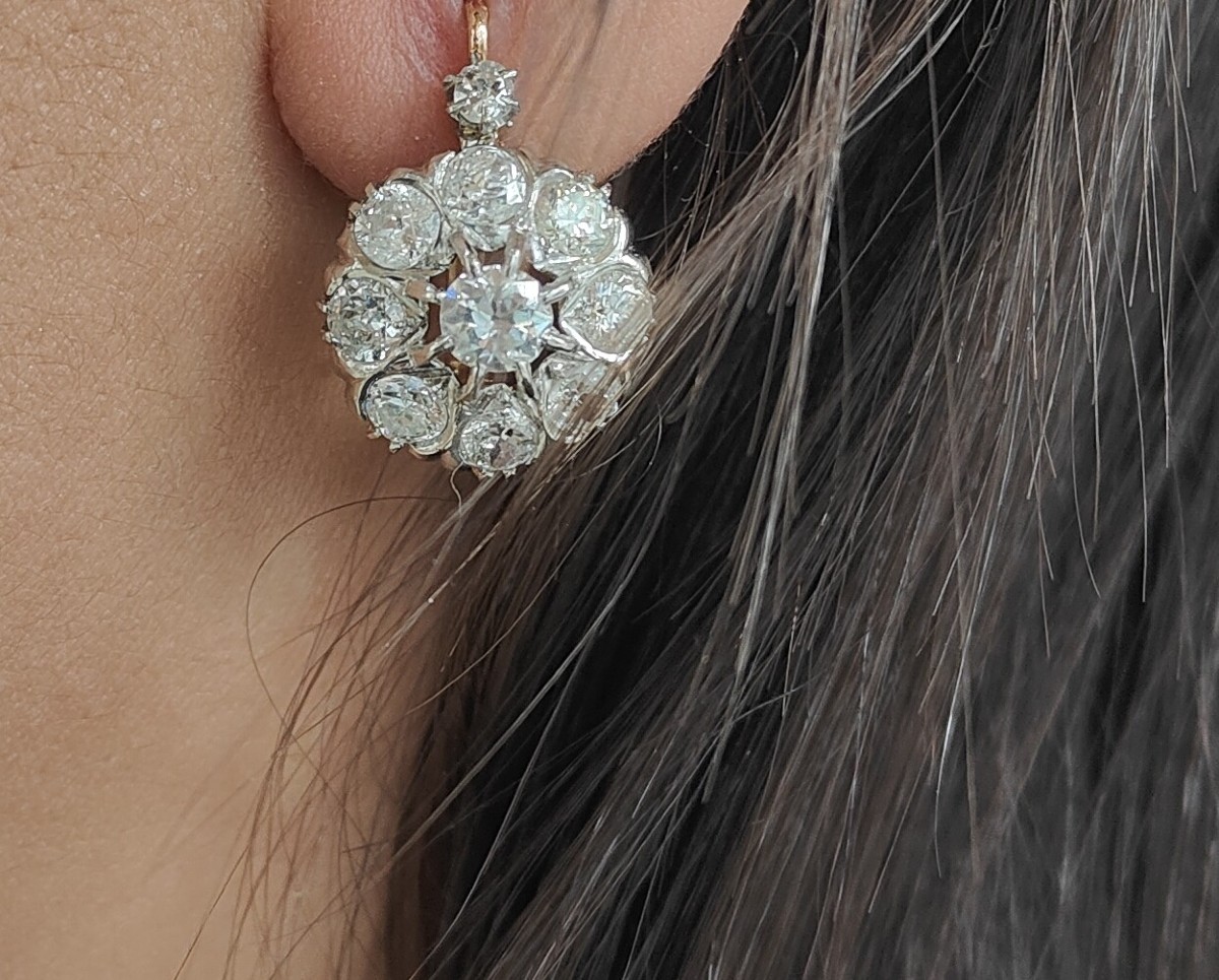 Yellow Gold And Diamond Sleeper Earrings-photo-3