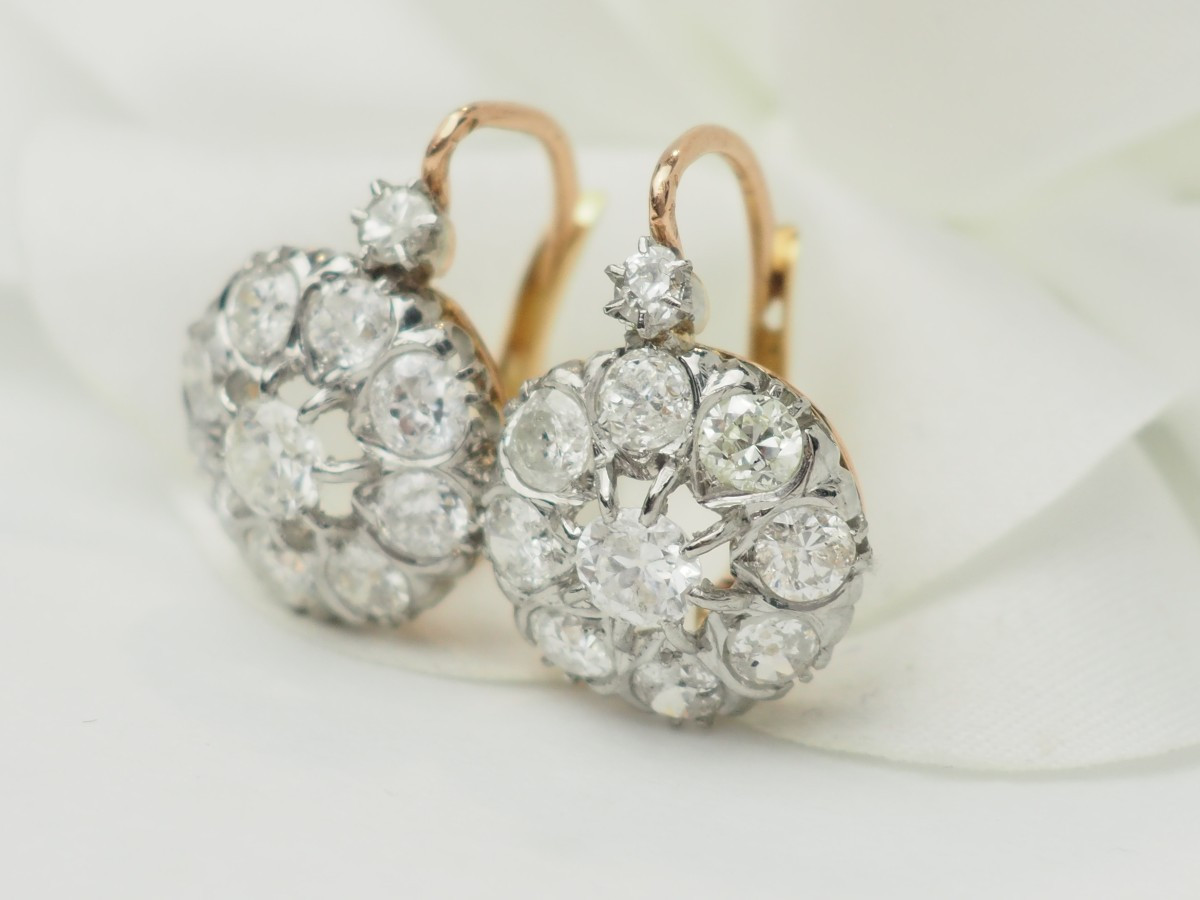 Yellow Gold And Diamond Sleeper Earrings-photo-2