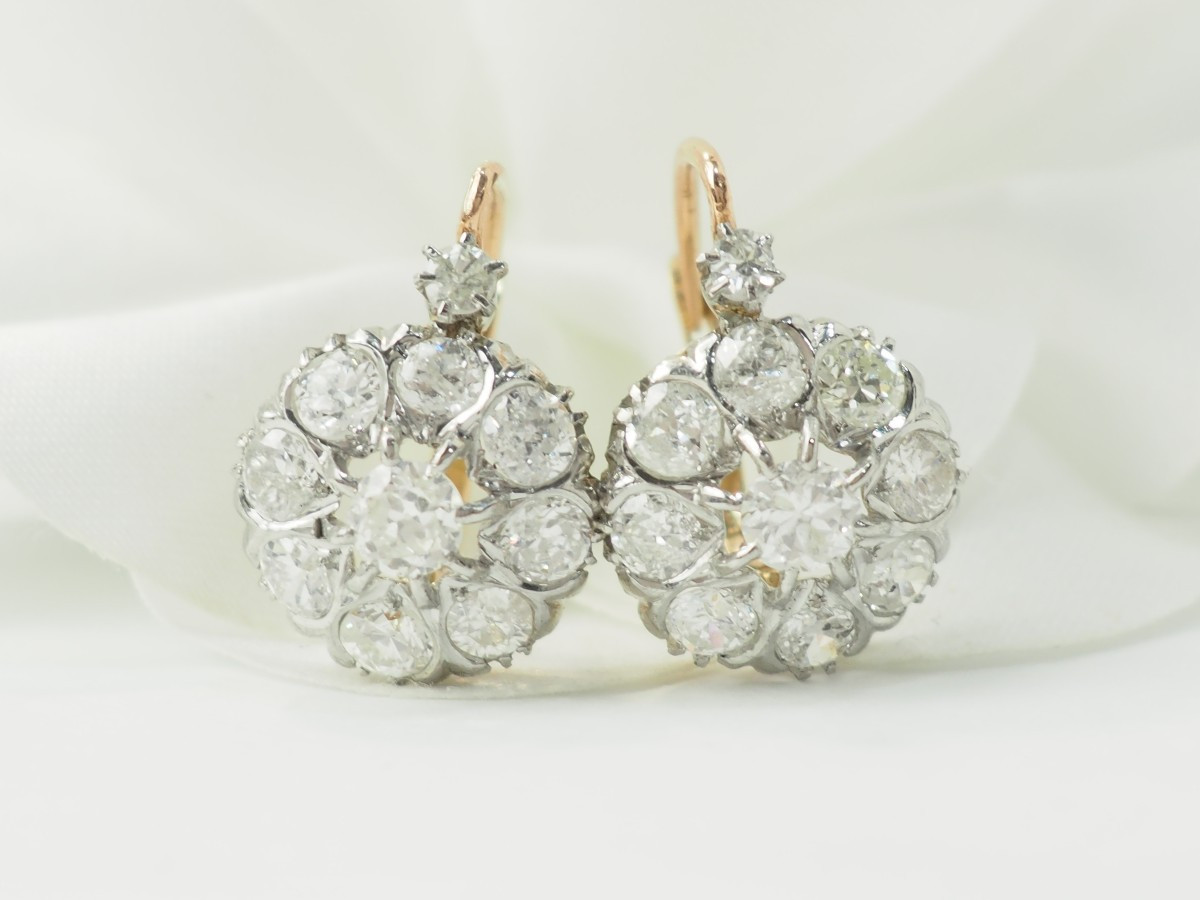 Yellow Gold And Diamond Sleeper Earrings