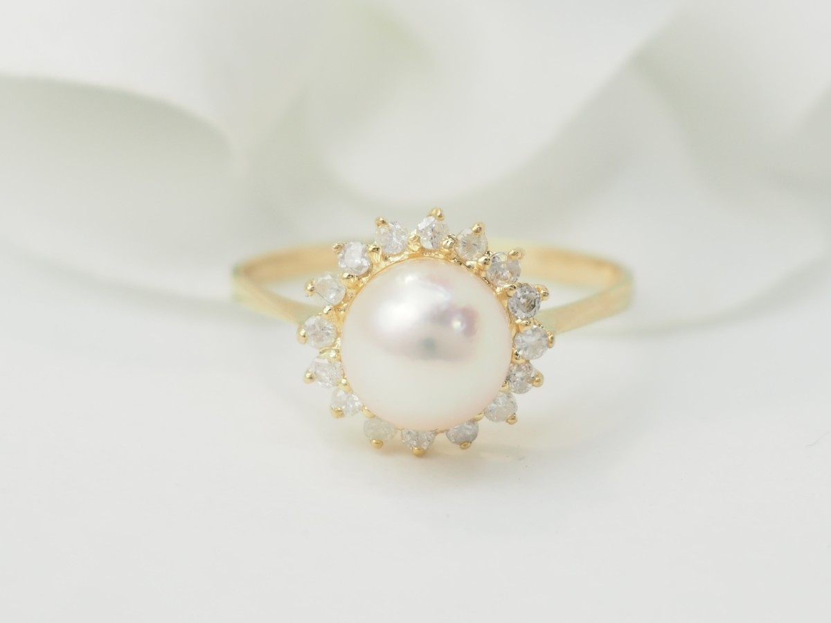 Yellow Gold, Cultured Pearl And Diamond Ring