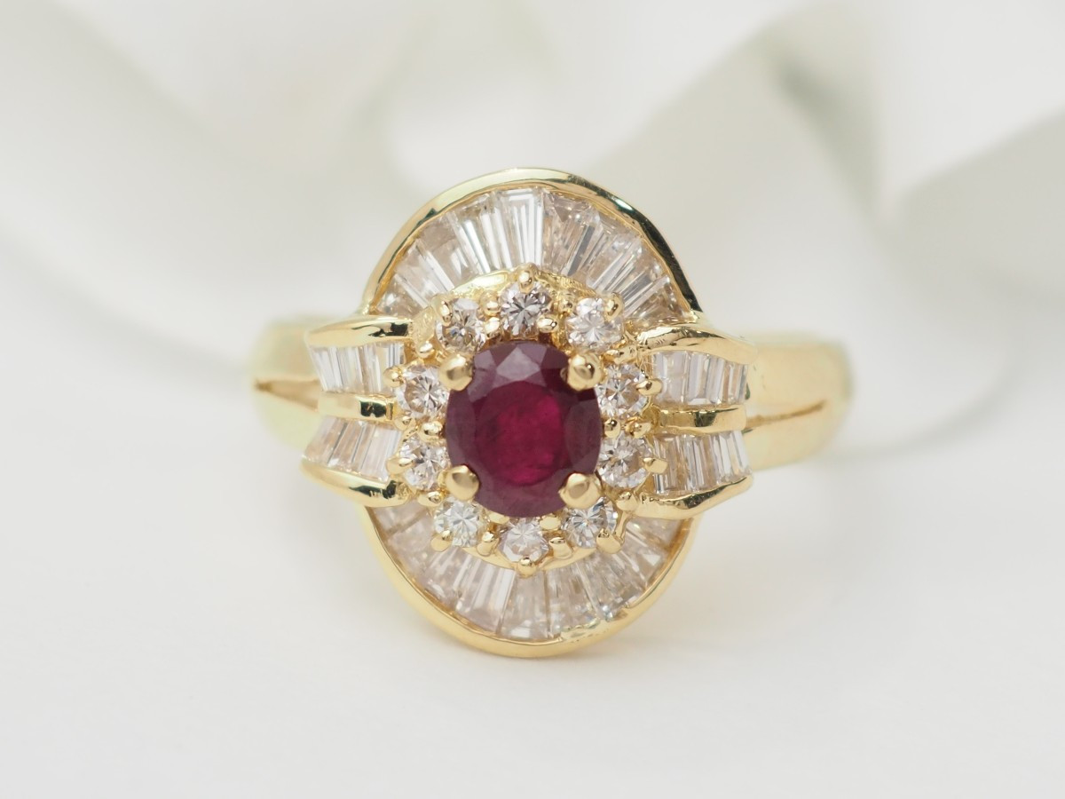 Yellow Gold, Ruby And Diamond Skirt Ring -photo-2