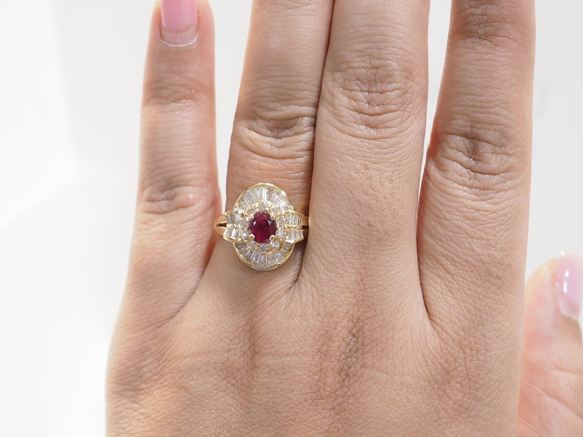 Yellow Gold, Ruby And Diamond Skirt Ring -photo-3