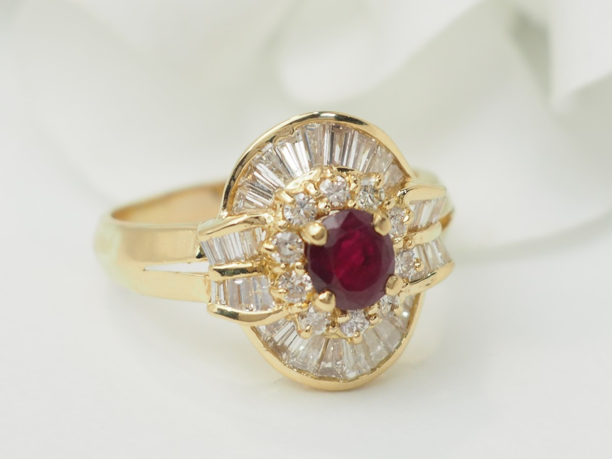 Yellow Gold, Ruby And Diamond Skirt Ring -photo-4