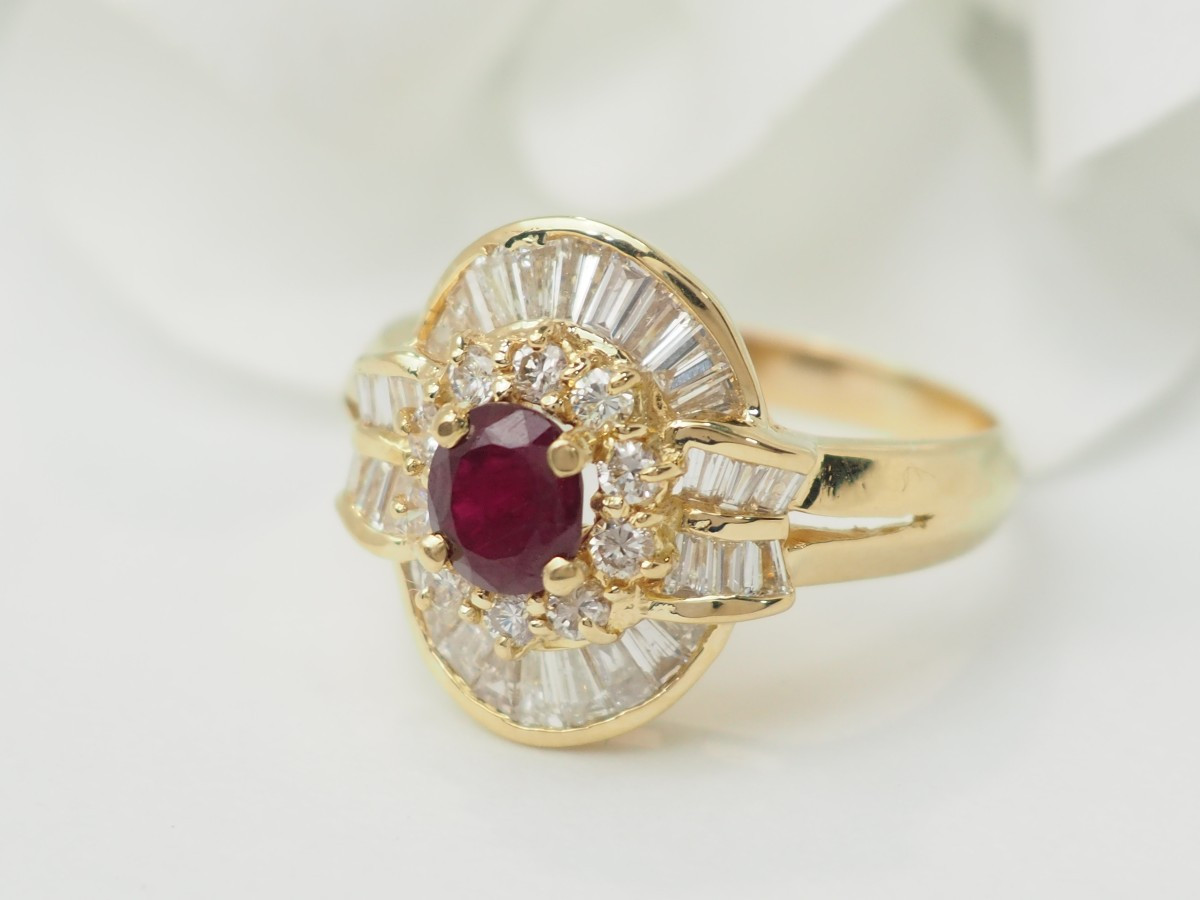Yellow Gold, Ruby And Diamond Skirt Ring -photo-1