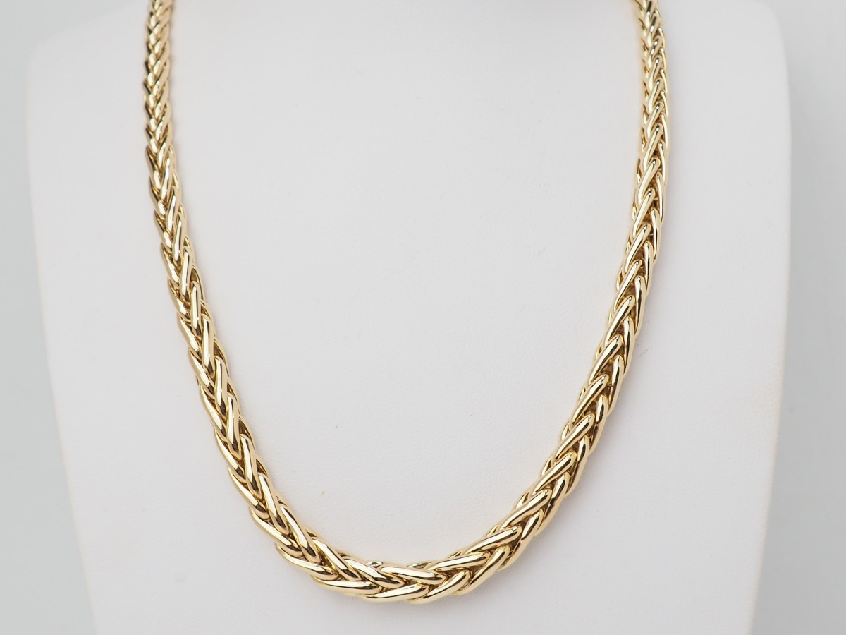 Yellow Gold Palm Chain Necklace-photo-2