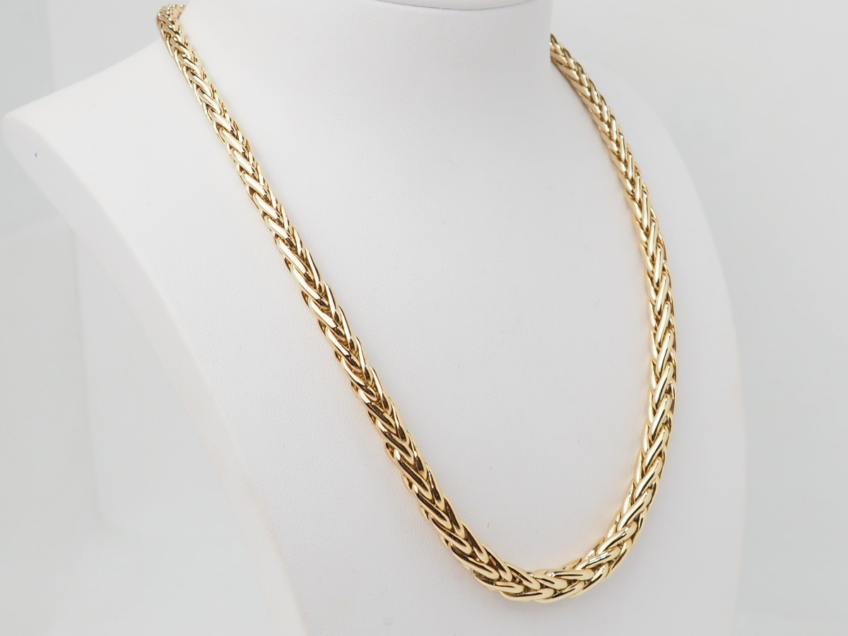 Yellow Gold Palm Chain Necklace-photo-3