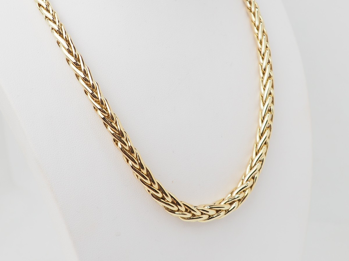Yellow Gold Palm Chain Necklace-photo-4