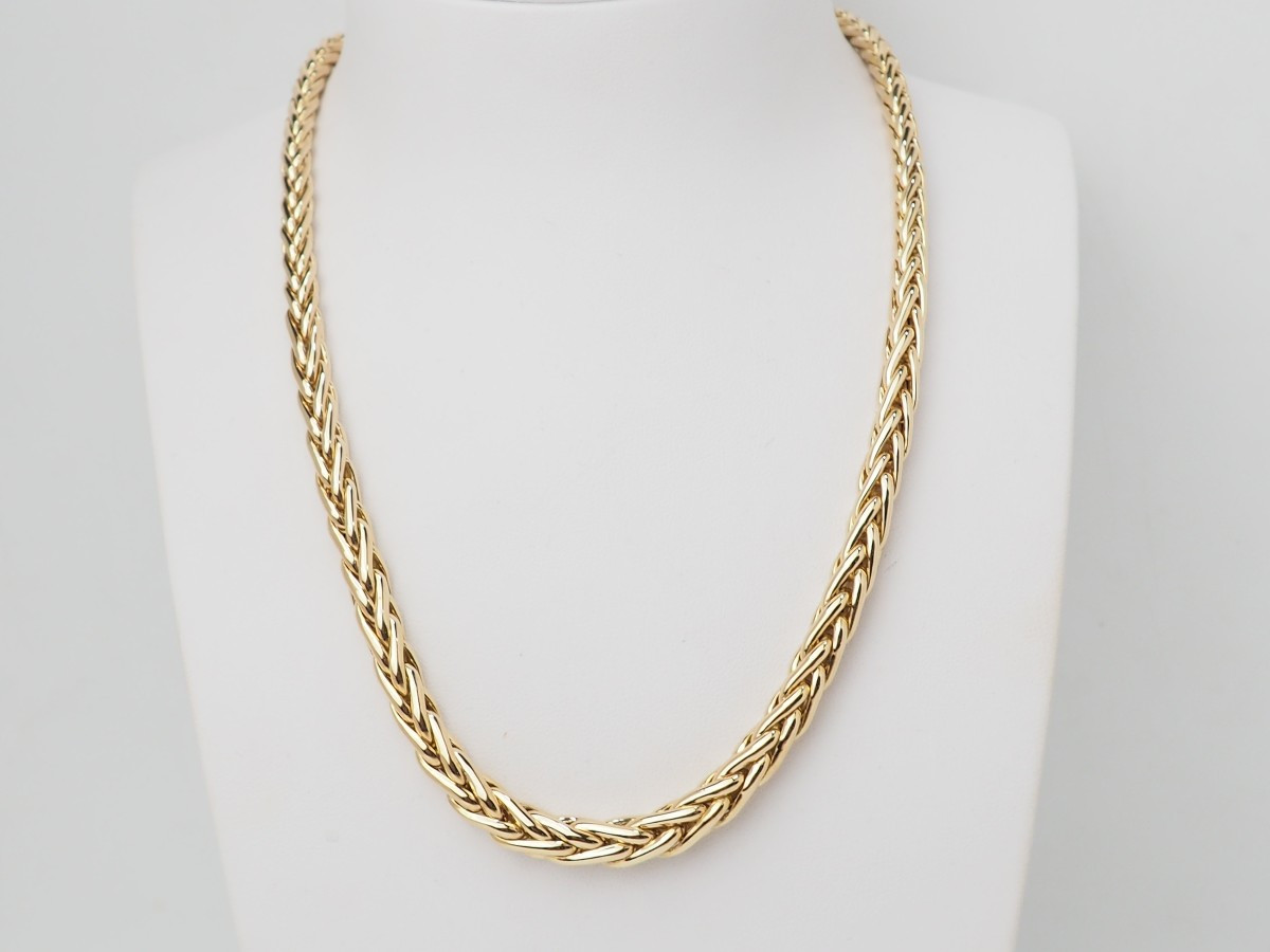 Yellow Gold Palm Chain Necklace-photo-2