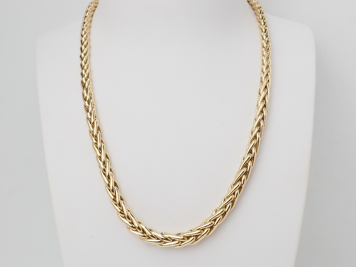 Yellow Gold Palm Chain Necklace