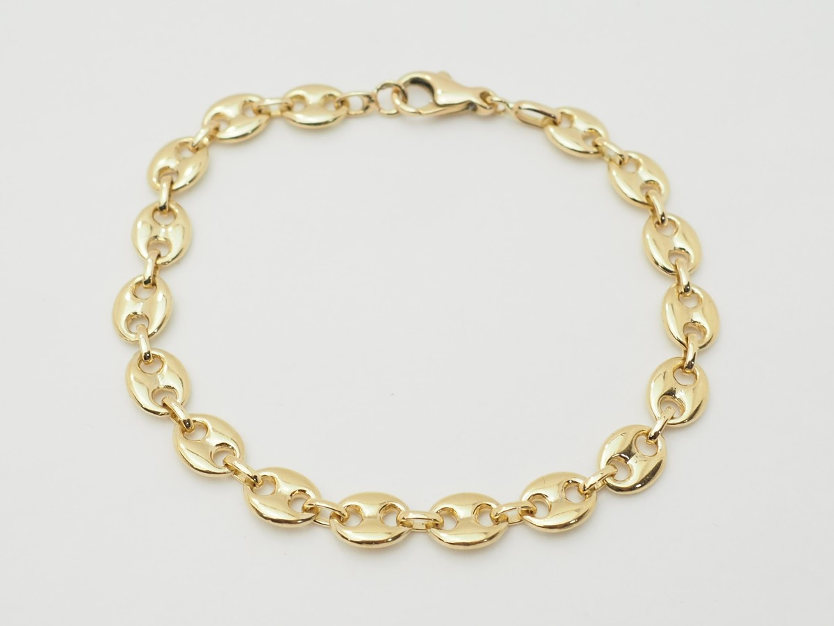 Vintage Yellow Gold Coffee Bean Link Bracelet -photo-2