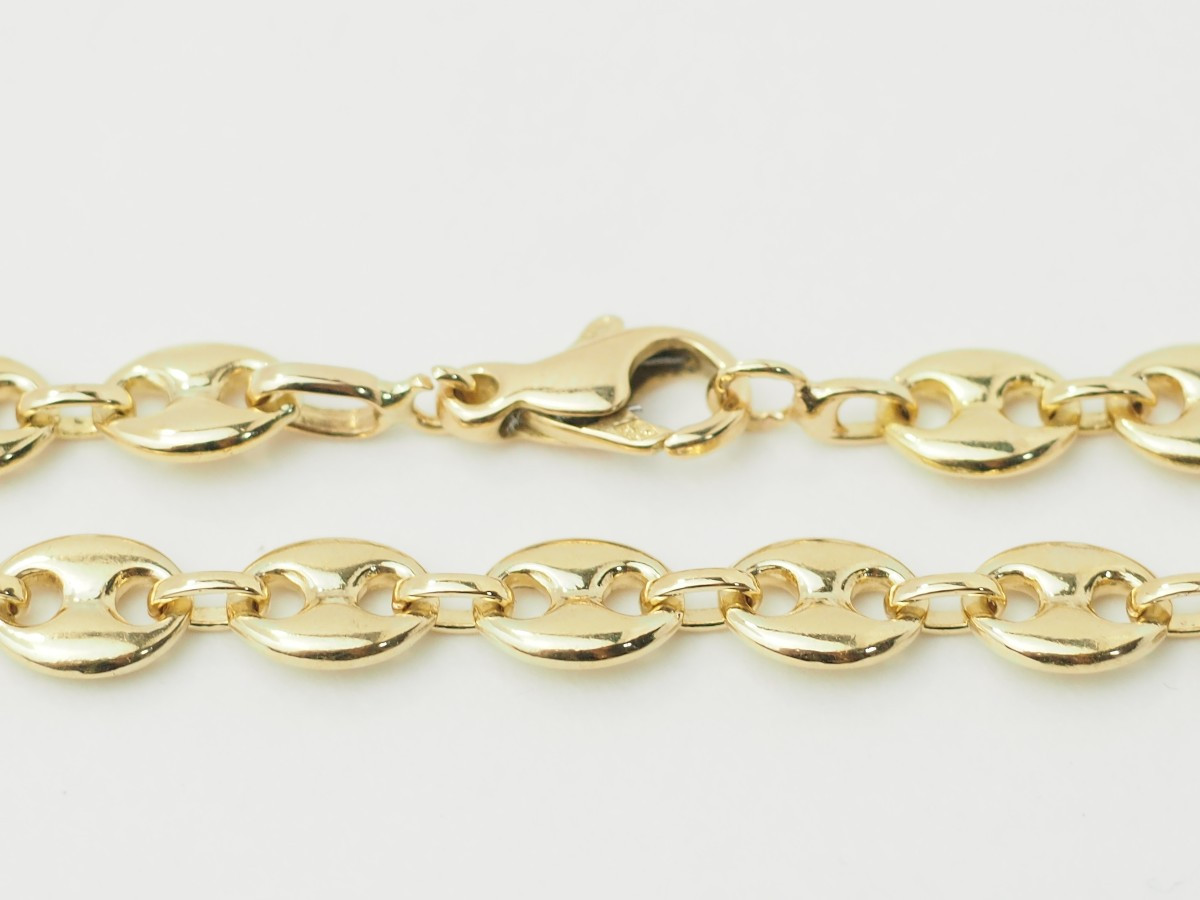 Vintage Yellow Gold Coffee Bean Link Bracelet -photo-1