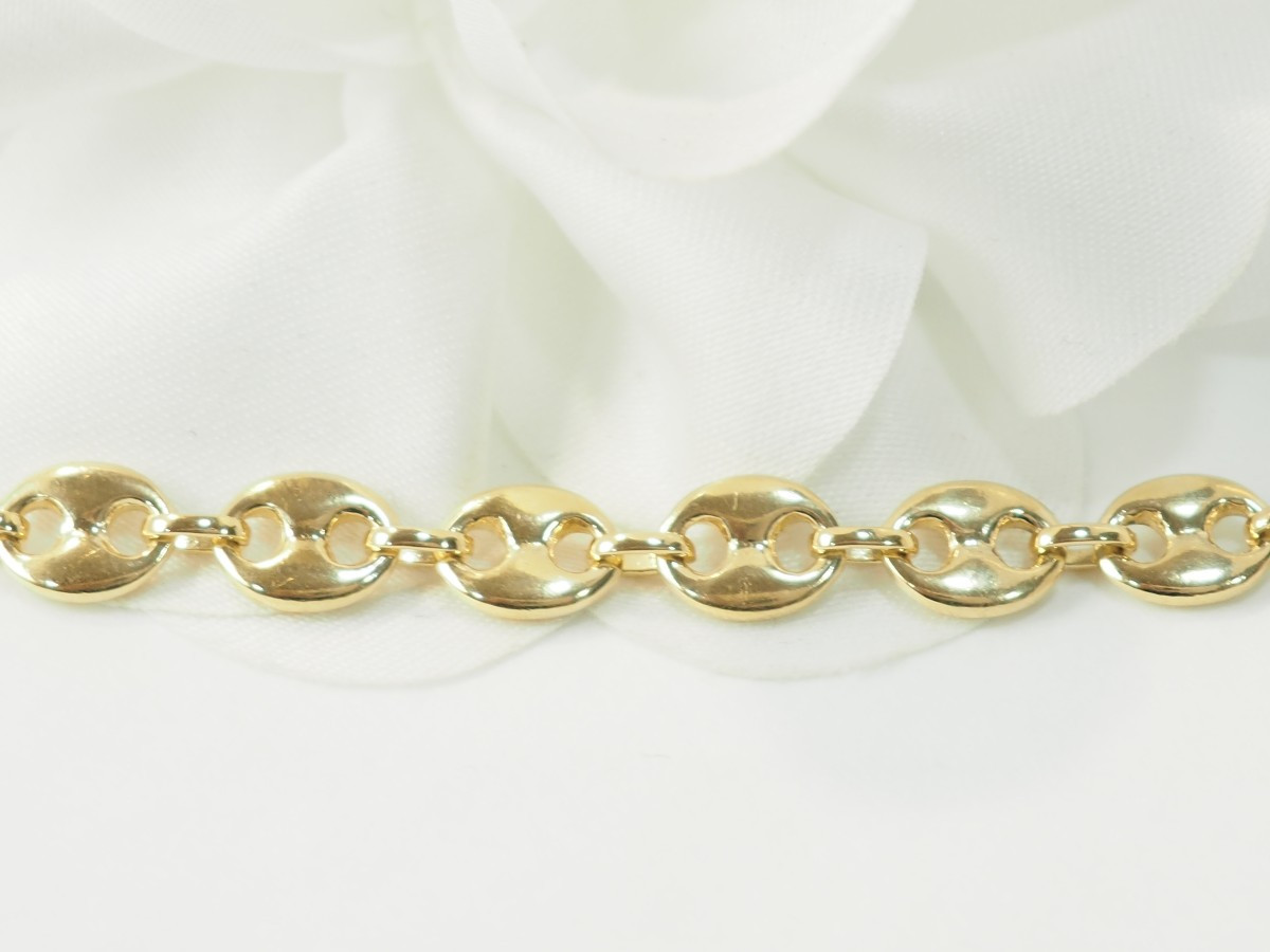 Vintage Yellow Gold Coffee Bean Link Bracelet 