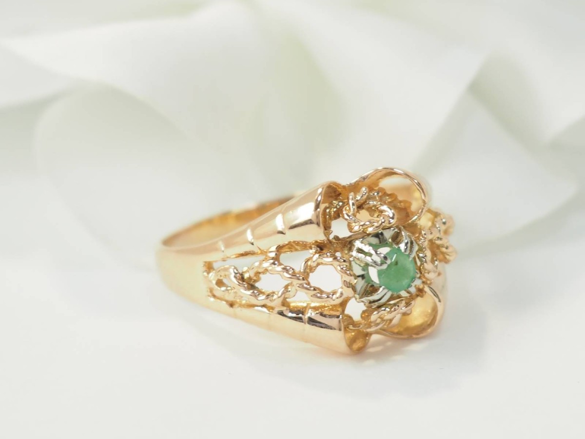 Vintage Rose Gold And Emerald Ring-photo-4