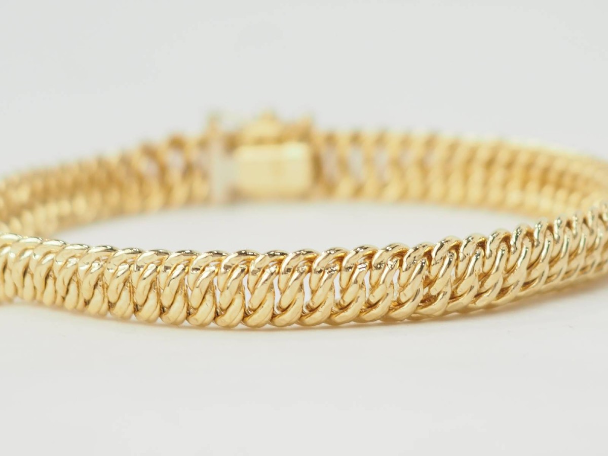 Bracelet maille américaine en or jaune-photo-3