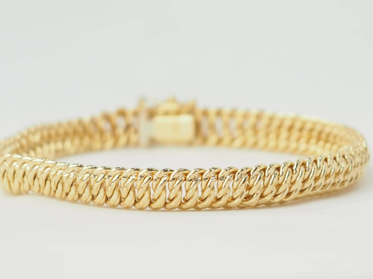 Bracelet maille américaine en or jaune-photo-2
