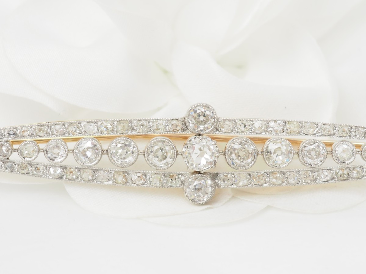 Importante broche Art Déco en or jaune platine et diamants-photo-3