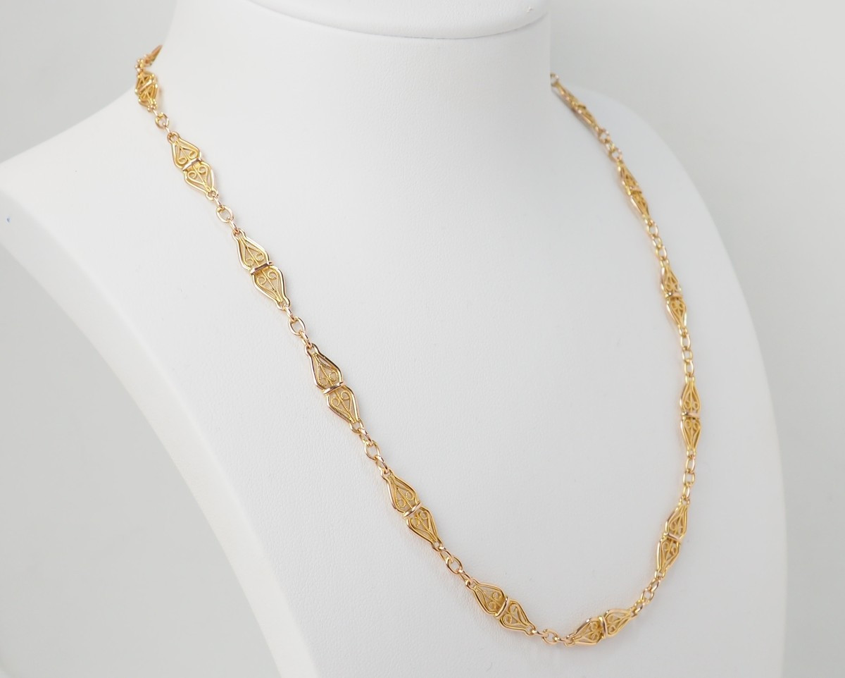 Collier maille filigrane en or jaune-photo-3