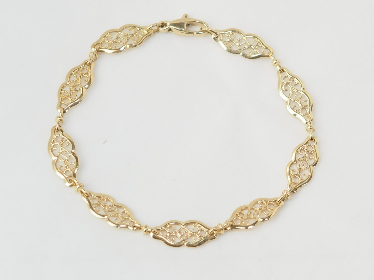 Antique Filigree Link Bracelet In Yellow Gold-photo-3