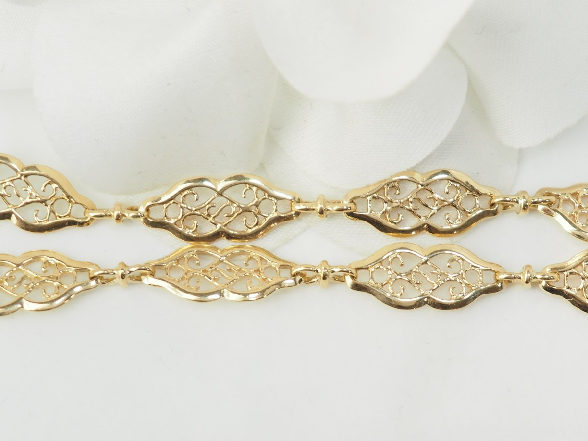 Antique Filigree Link Bracelet In Yellow Gold-photo-4
