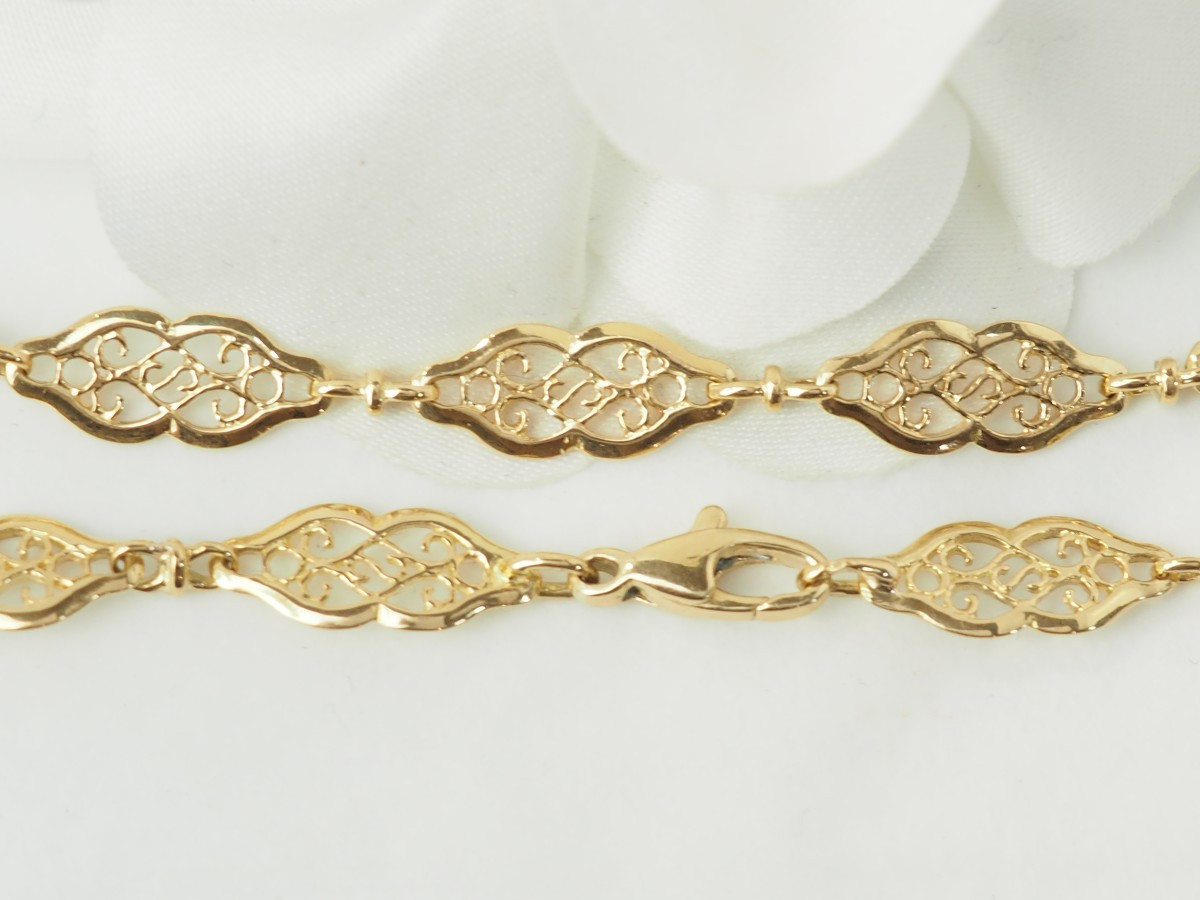 Antique Filigree Link Bracelet In Yellow Gold-photo-1