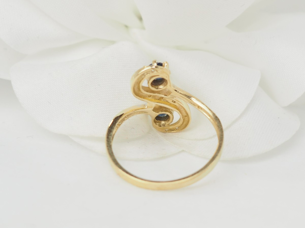 Bague Toi et Moi en or bicolore, saphirs et diamants-photo-4