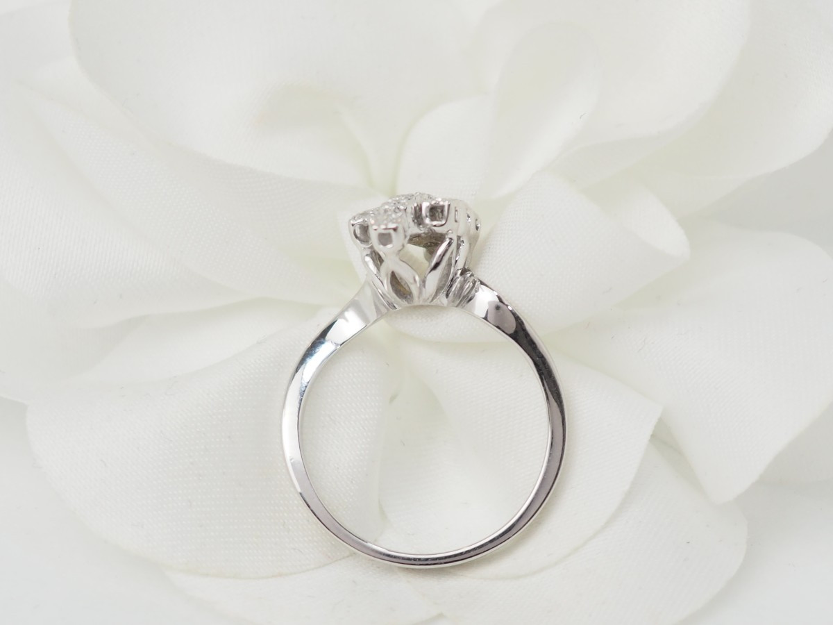 Vintage Ring In White Gold And Diamonds-photo-4
