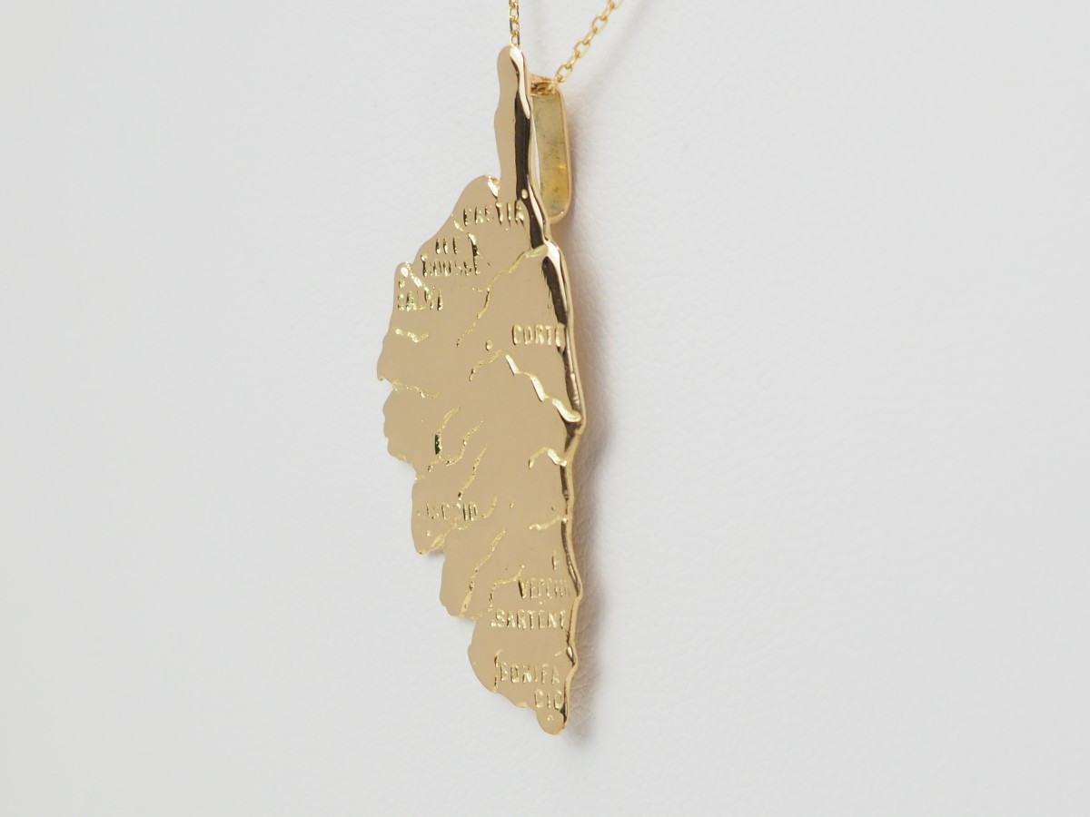 Pendentif carte de la Corse en or jaune-photo-4