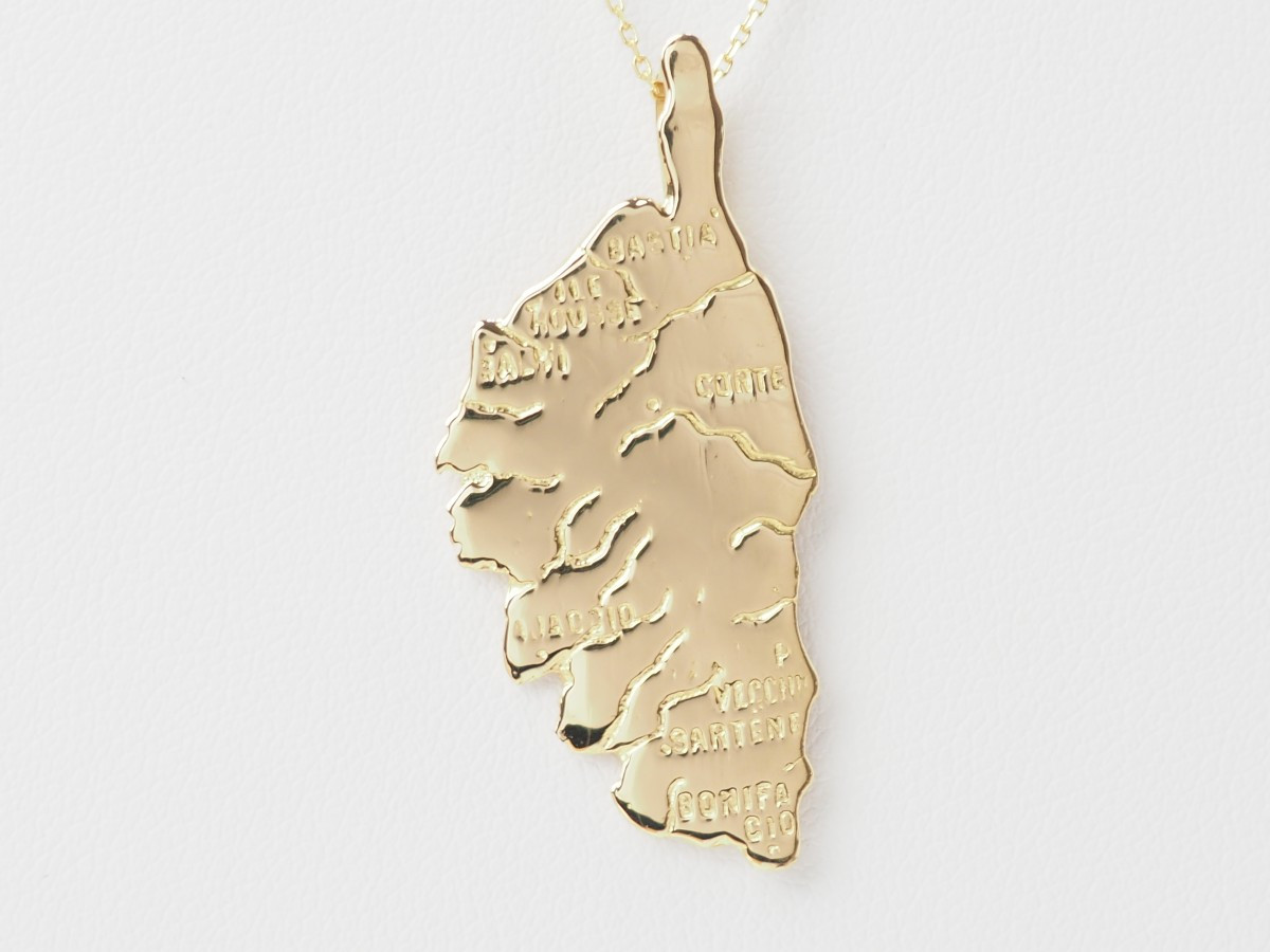 Pendentif carte de la Corse en or jaune-photo-1