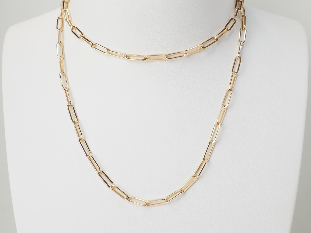 Sautoir maille rectangle en or jaune-photo-2