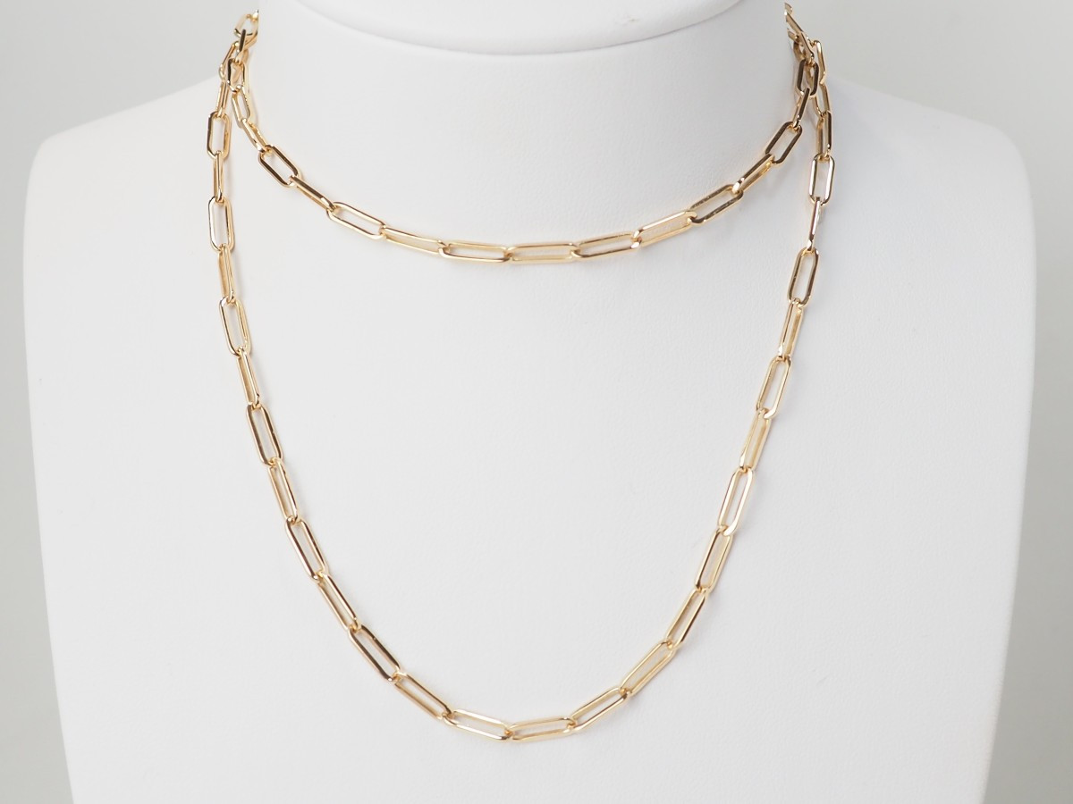 Sautoir maille rectangle en or jaune