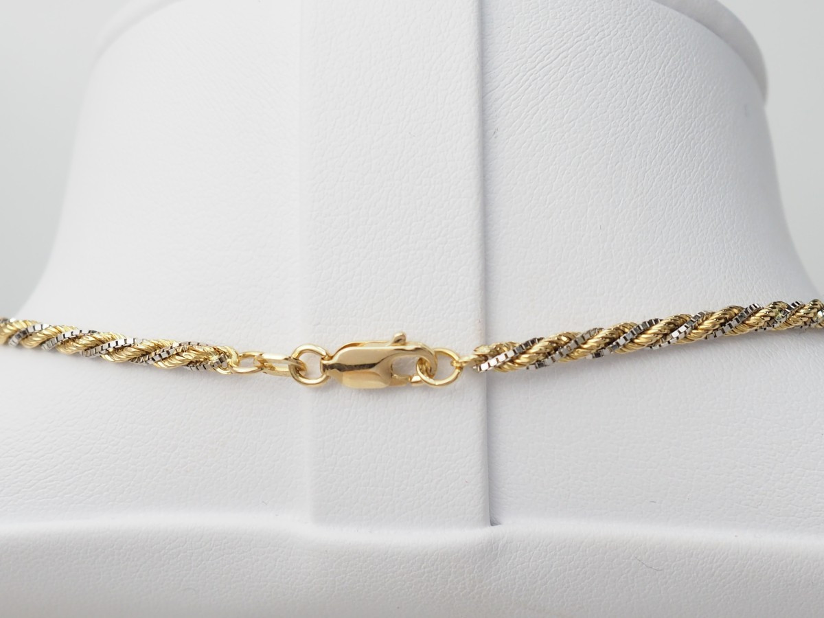 Collier maille corde en or jaune et blanc-photo-4