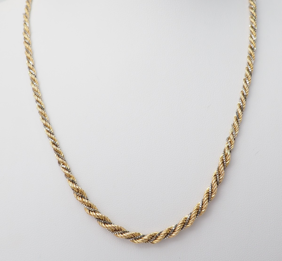 Collier maille corde en or jaune et blanc-photo-1