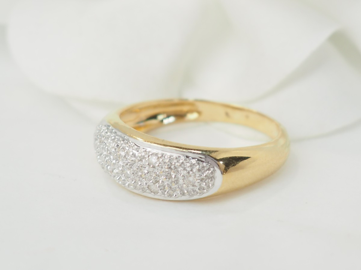 Bague jonc en or bicolore et diamants-photo-4