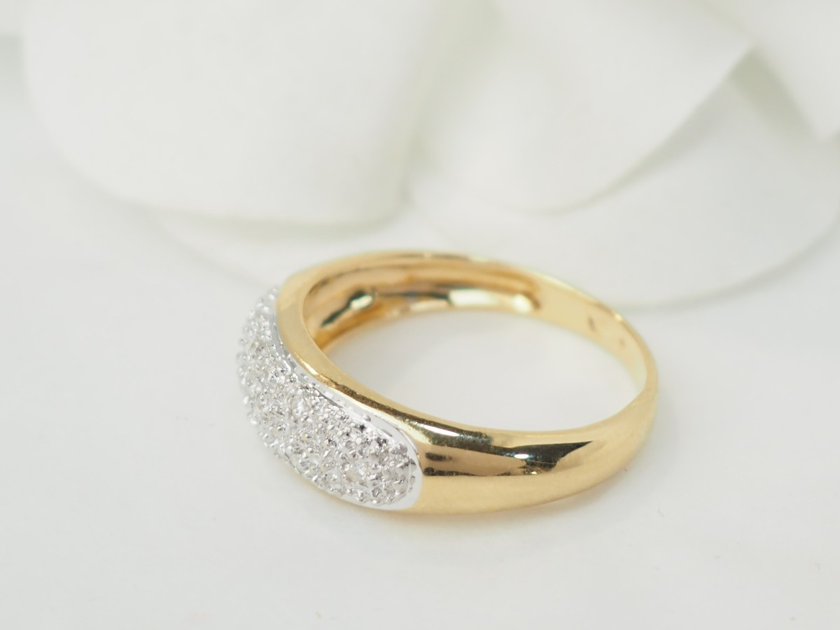 Bague jonc en or bicolore et diamants-photo-2