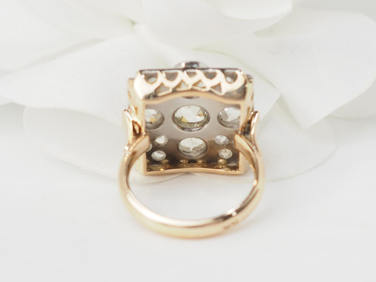 Bague ancienne en or jaune platine et diamants-photo-3