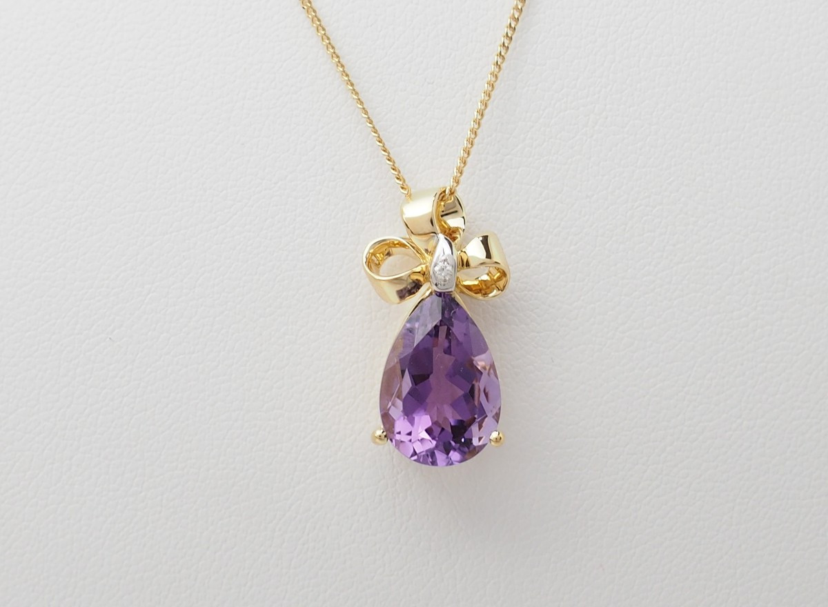 Yellow Gold Knot Pendant With Amethyst And Diamond