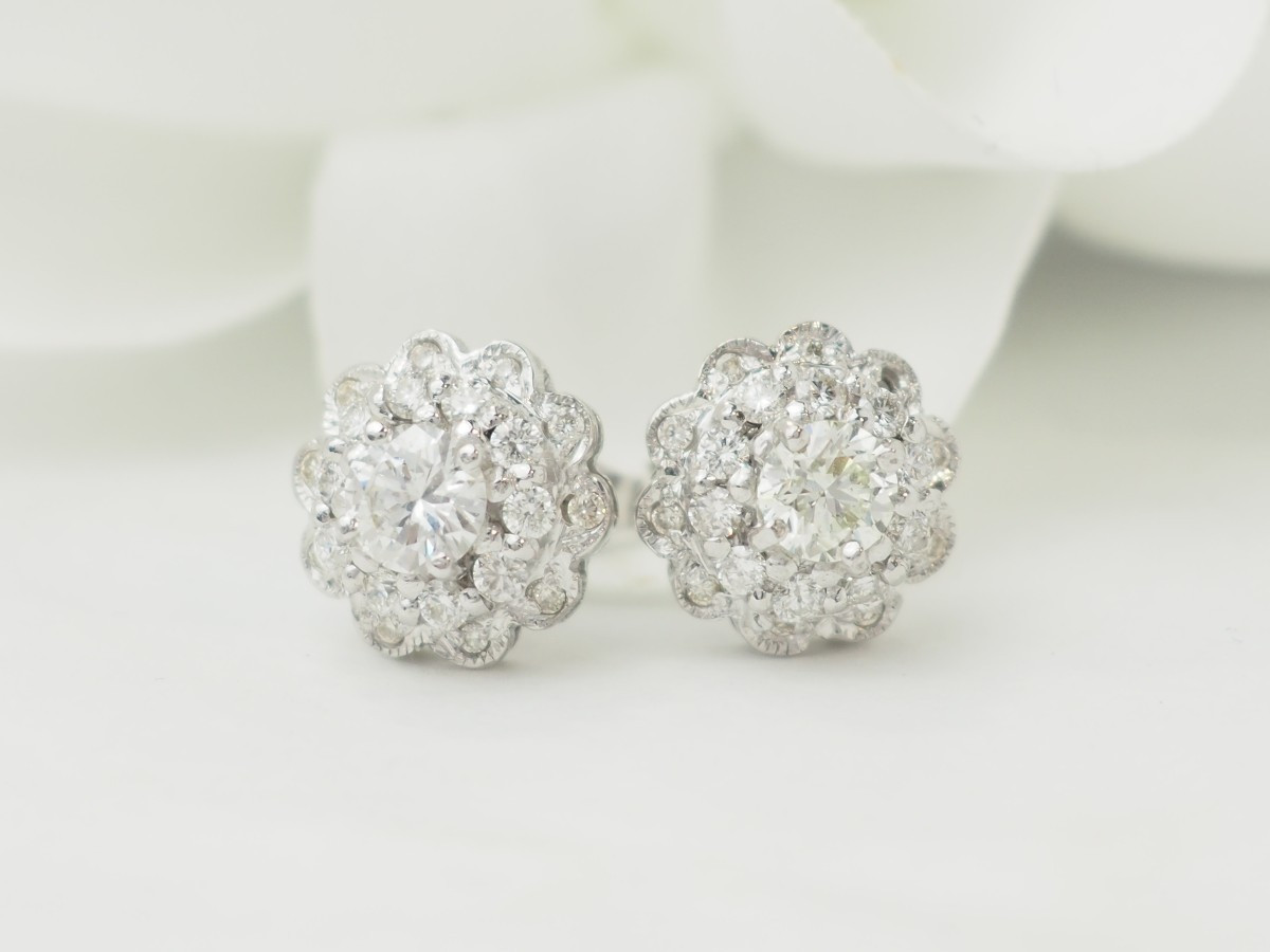 Puces d'oreilles en or blanc et diamants-photo-2