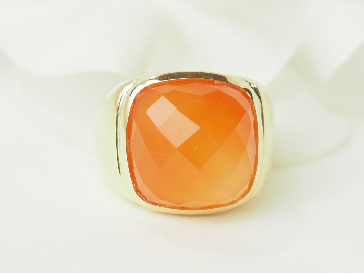 Bague chevalière en or jaune et Cornaline-photo-1