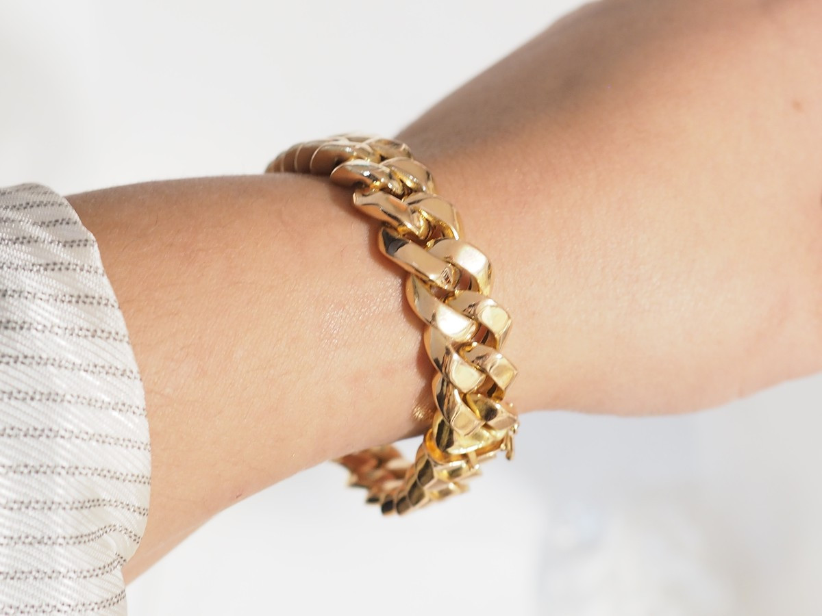 Vintage Rose Gold Curb Chain Bracelet-photo-2