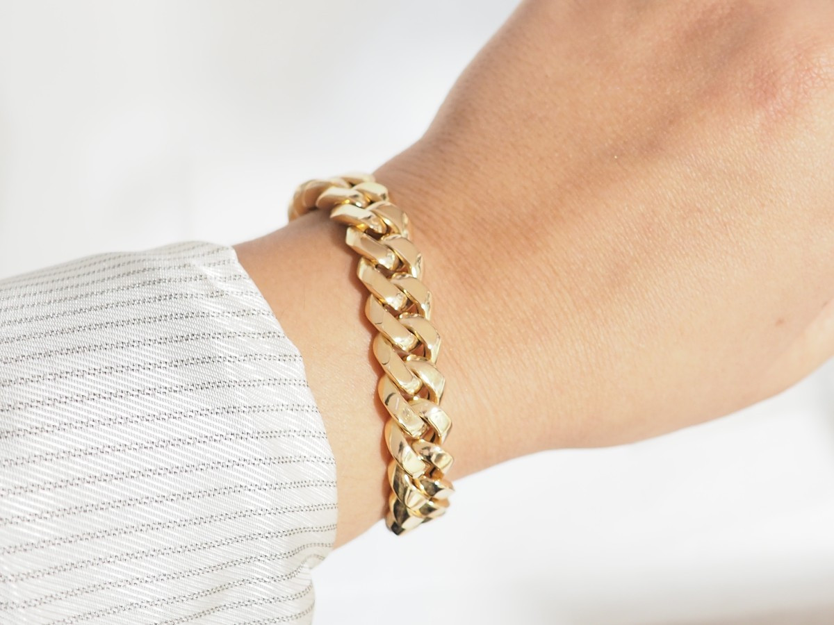 Vintage Rose Gold Curb Chain Bracelet-photo-3