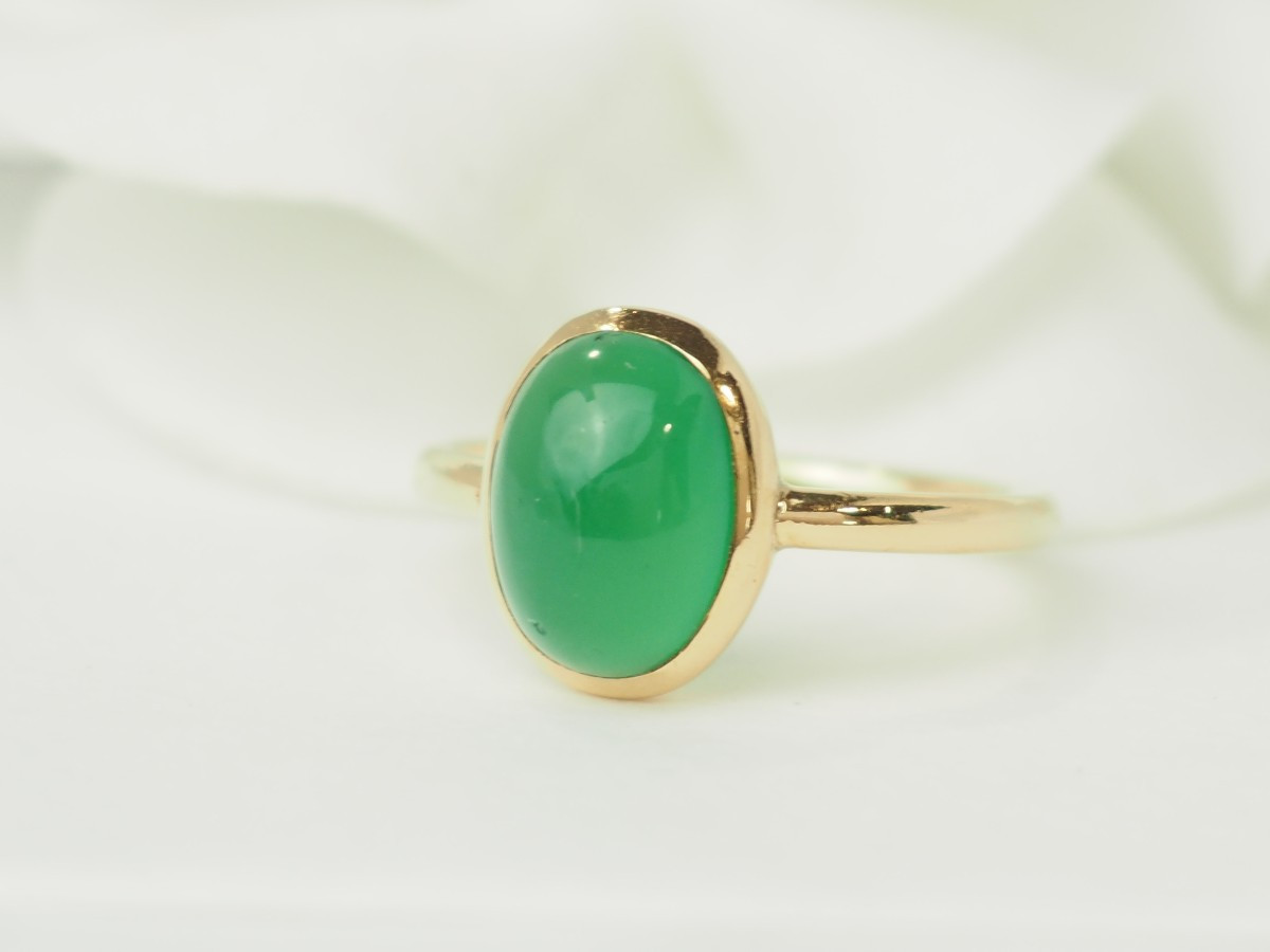 Yellow Gold And Cabochon Agate Ring-photo-3