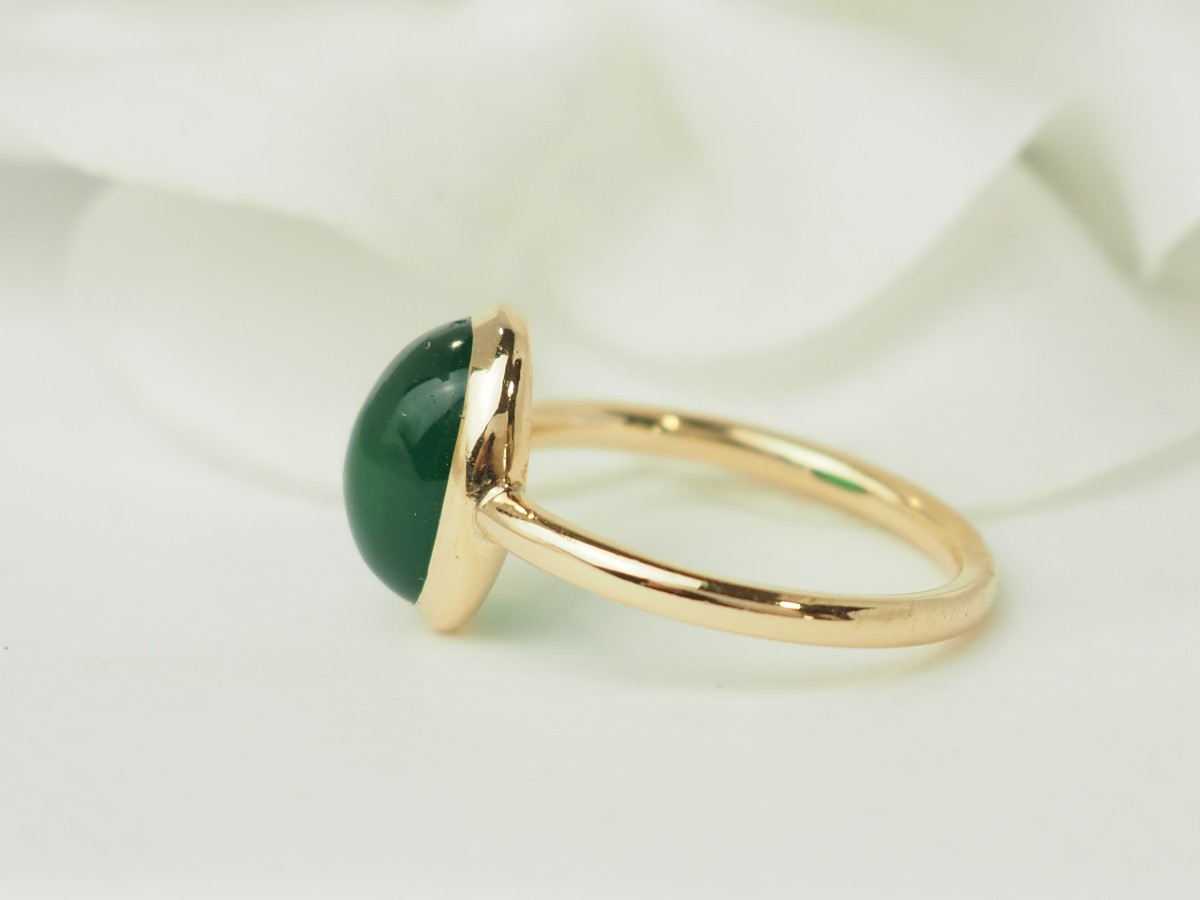 Yellow Gold And Cabochon Agate Ring-photo-2