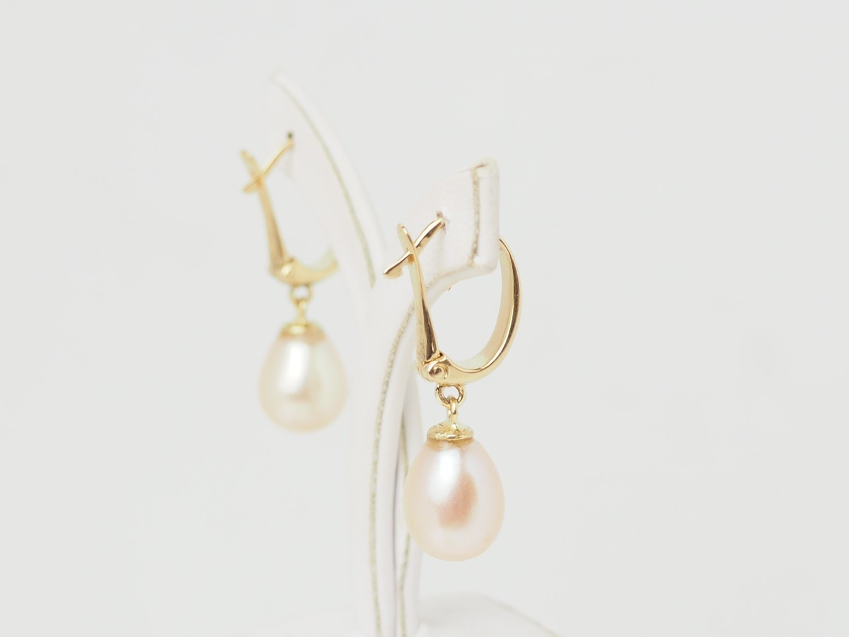 Yellow Gold And Cultured Pearl Earrings-photo-1