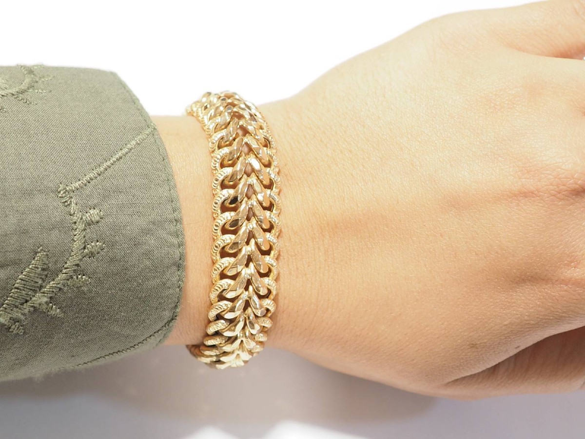 Bracelet maille américaine en or rose – bracelet vintage-photo-2