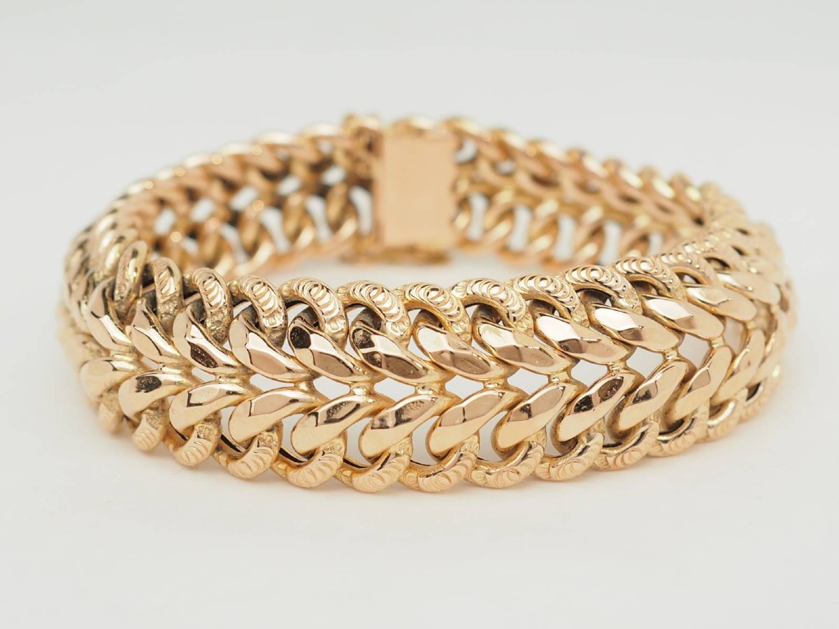Bracelet maille américaine en or rose – bracelet vintage-photo-3