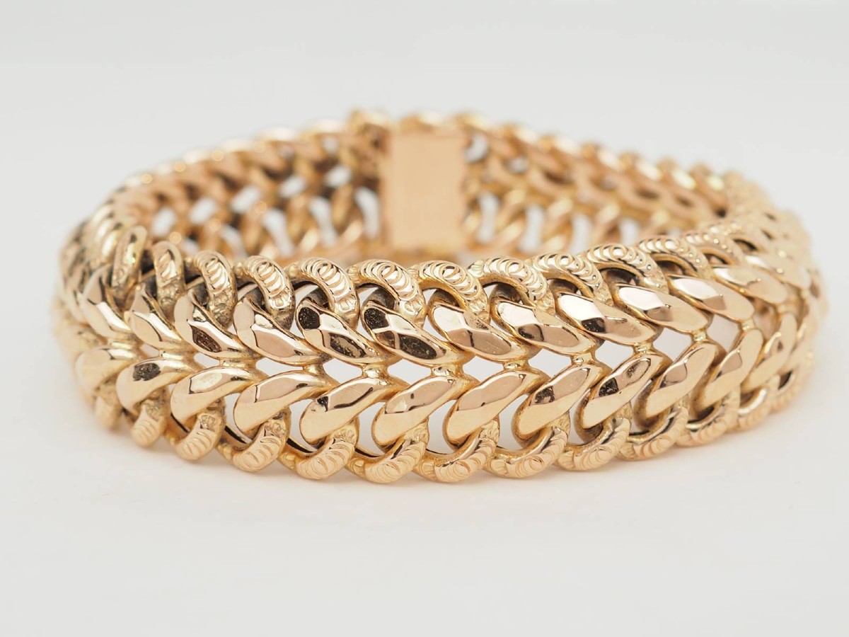 Bracelet maille américaine en or rose – bracelet vintage-photo-4