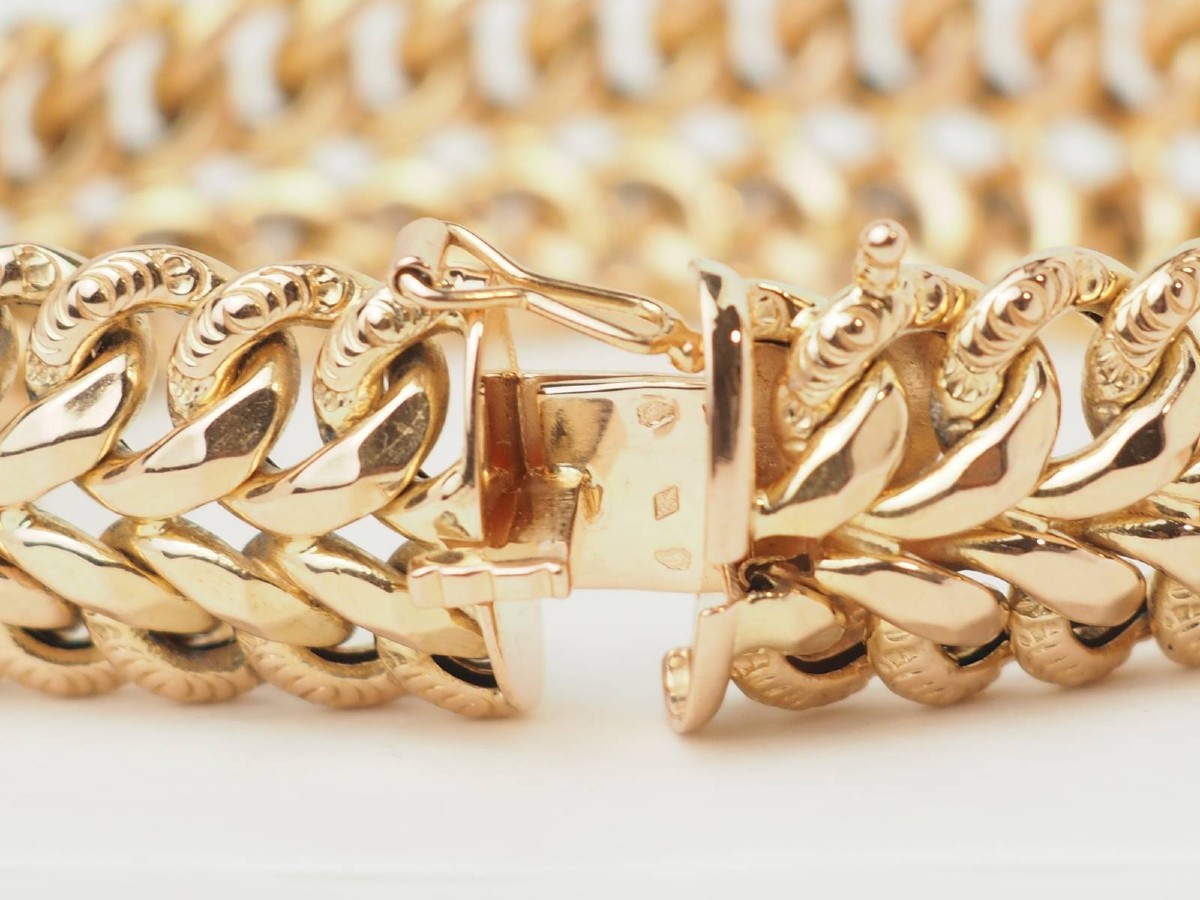 Bracelet maille américaine en or rose – bracelet vintage-photo-1