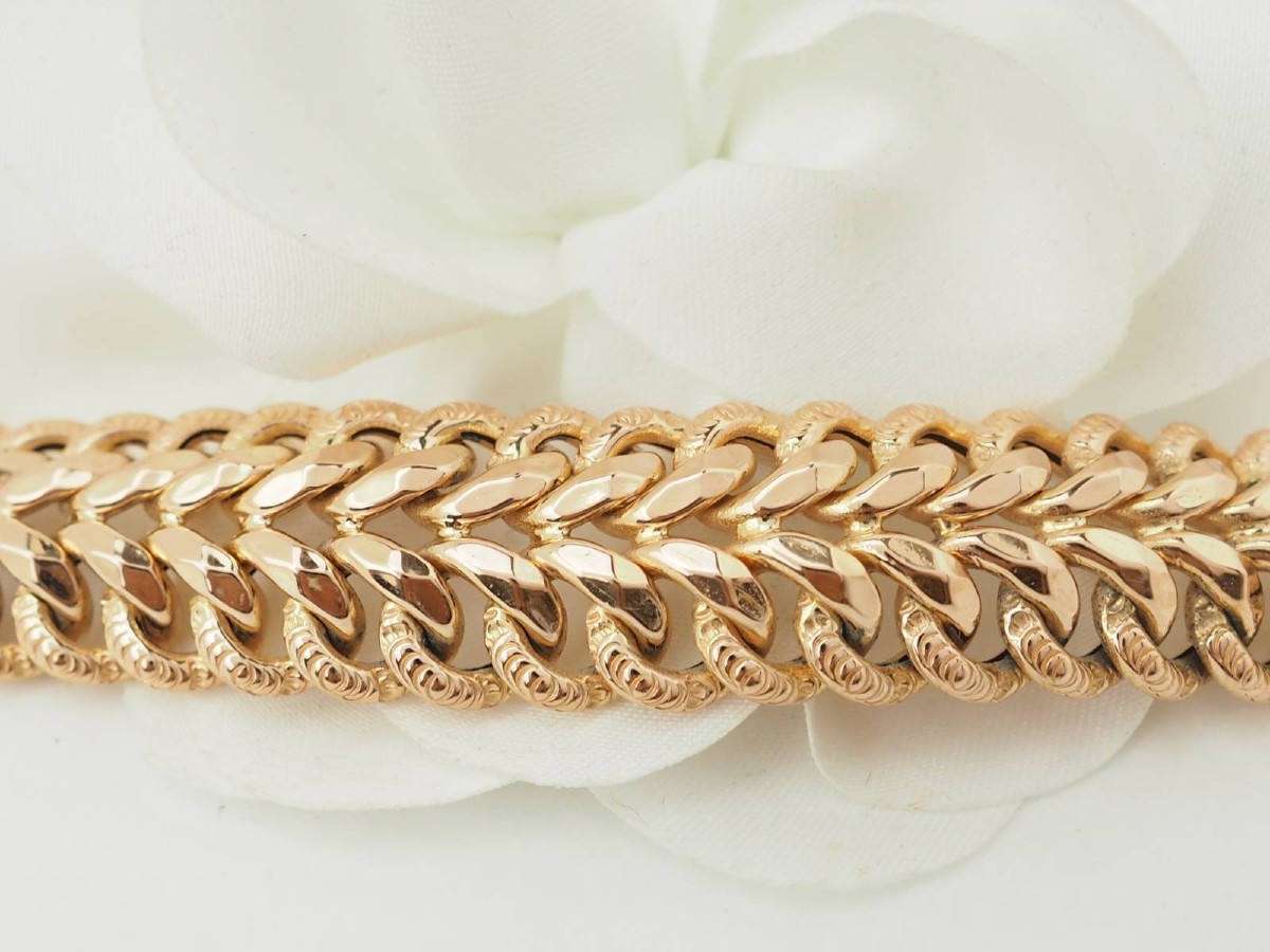 Bracelet maille américaine en or rose – bracelet vintage-photo-2