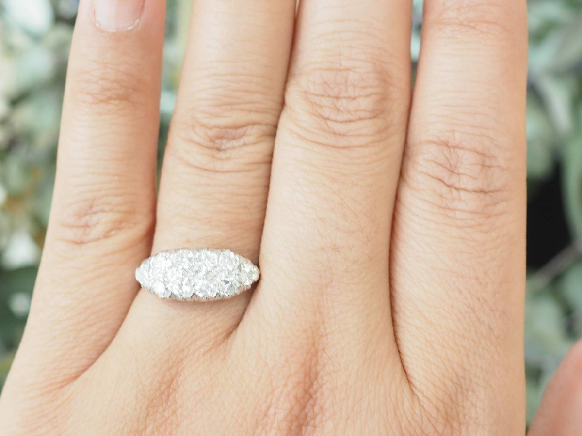 Bague alliance ancienne diamants 1ct or blanc-photo-2